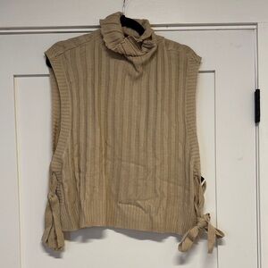 SHEIN Tan Cowl Neck Sleeveless Sweater